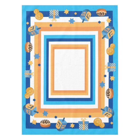 Hanukkah Dreidels Donuts & Stars Tischdecke (Vorderseite)