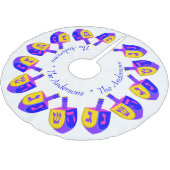 Hanukkah Dreidels farbenfroher Chrismukkah Name hi Polyester Weihnachtsbaumdecke (Schrägansicht)