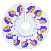 Hanukkah Dreidels farbenfroher Chrismukkah Name hi Polyester Weihnachtsbaumdecke (Vorderseite)