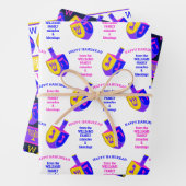 Hanukkah Dreidels farbiges Monogramm-Sortiment Geschenkpapier Set (Beispiel)