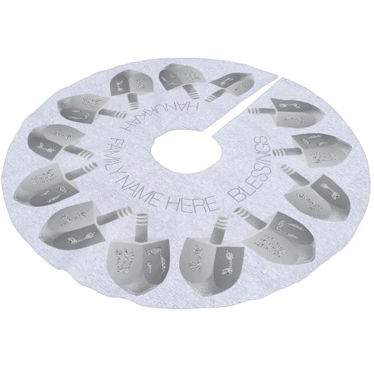 Hanukkah Dreidels Imitate Silver Bling Chrismukkah Polyester Weihnachtsbaumdecke (Schrägansicht)