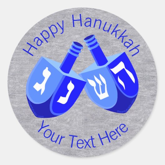 Hanukkah Dreidels in blau fröhliches Kids Design Runder Aufkleber (Vorderseite)