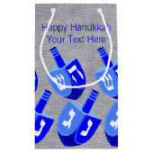 Hanukkah Dreidels in blauem Muster für kleinen Url Kleine Geschenktüte (Rückseite)