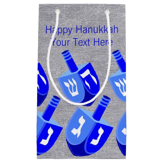 Hanukkah Dreidels in blauem Muster für kleinen Url Kleine Geschenktüte (Vorderseite)