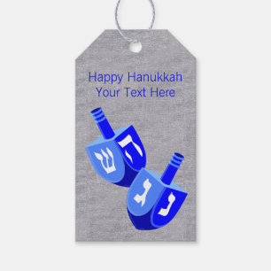 Hanukkah Dreidels in Blue Fun Design für Kinder Geschenkanhänger