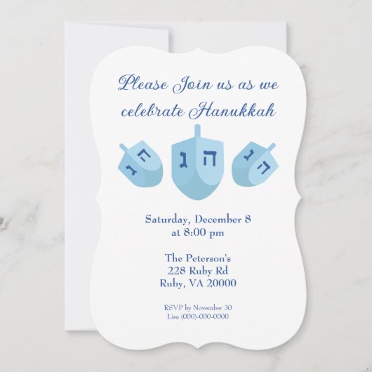Hanukkah Dreidels Party Einladung (Vorderseite)