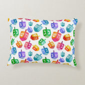 Hanukkah Dreidels Rainbow Watercolor Holiday Dekokissen (Rückseite)