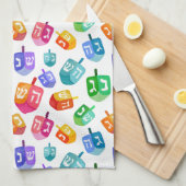 Hanukkah Dreidels Rainbow Watercolor Holiday Geschirrtuch (Viertel Falte)