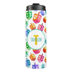 Hanukkah Dreidels Rainbow Watercolor Holiday Thermosbecher