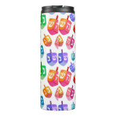 Hanukkah Dreidels Rainbow Watercolor Holiday Thermosbecher (Rückseite)
