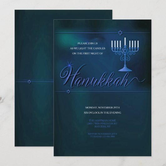 Hanukkah Einladung (Vorne/Hinten)