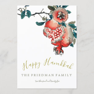 Hanukkah Elegant Light Festival Gold Granatapfel Einladung