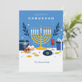 Hanukkah Elements Grußkarte Feiertagskarte (Stehend Vorderseite)