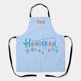 Hanukkah-Embleme und bearbeitbare Namen Schürze