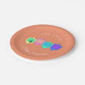 Hanukkah Englisch Hebrew Pappteller (Schrägansicht)