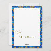 Hanukkah Family Foto Blue Gold Feiertagskarte (Rückseite)