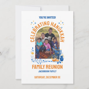 HANUKKAH FAMILY WIEDERSEHEN - Anpassbares Foto Einladung