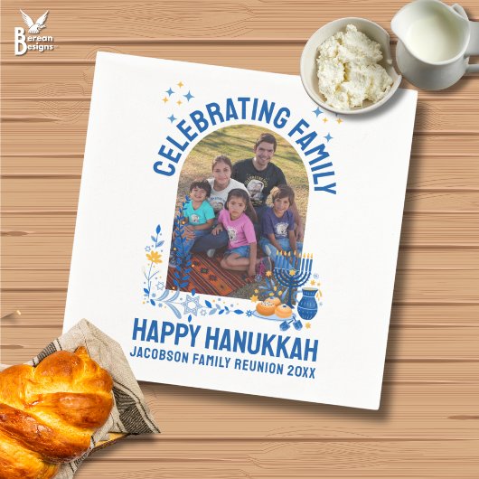 HANUKKAH FAMILY WIEDERSEHEN - Anpassbares Foto Serviette
