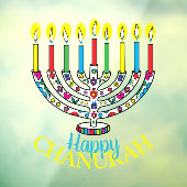 Hanukkah farbenfrohe Menorah Fensterklammer Fensteraufkleber (Blatt 3)