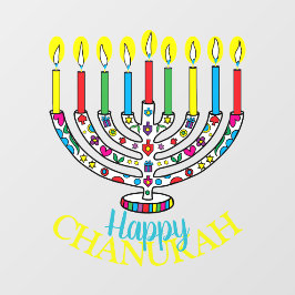 Hanukkah farbenfrohe Menorah Fensterklammer Fensteraufkleber