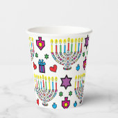 Hanukkah farbenfrohe Menorahs 8 oz. Pappbecher (Rückseite)