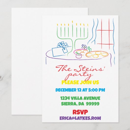 Hanukkah Feastable of Light White Einladung (Vorne/Hinten)