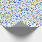 Hanukkah-Feier-Ikonen Geschenkpapier (Ecke)
