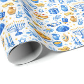 Hanukkah-Feier-Ikonen Geschenkpapier (Rolleneckpunkt)