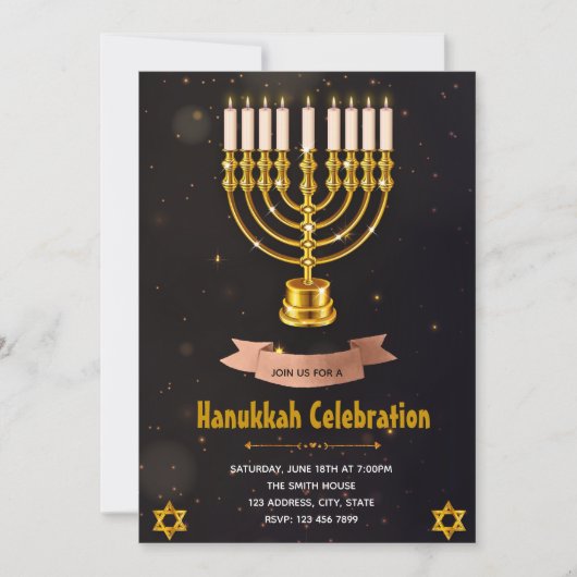 Hanukkah feiert Party Einladung (Vorderseite)