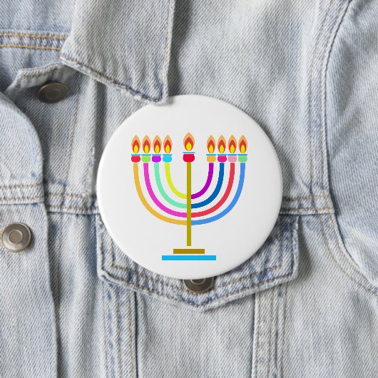 Hanukkah Festival Menorah dekorative Regenbogenfar Button (Beispiel)