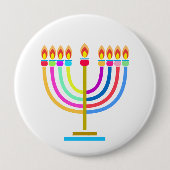 Hanukkah Festival Menorah dekorative Regenbogenfar Button (Vorderseite)