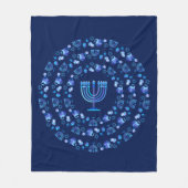 Hanukkah Festival of Lights Mandala Marine blau Fleecedecke (Vorderseite)