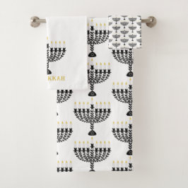 Hanukkah Festival of Lights Menorah Badhandtuch Set