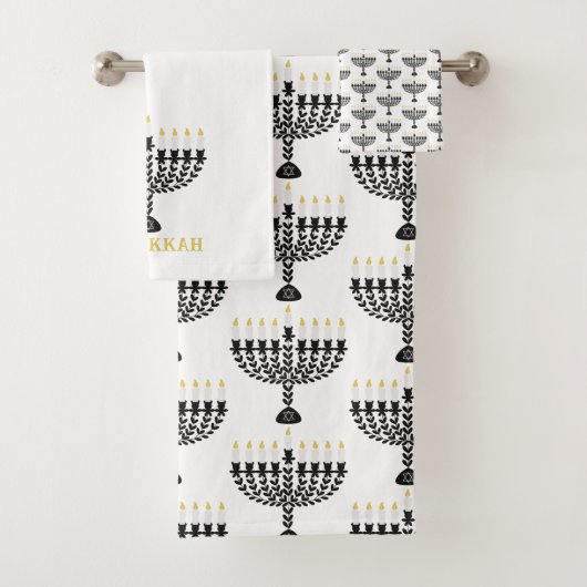Hanukkah Festival of Lights Menorah Badhandtuch Set (Insitu)