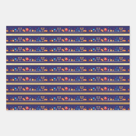 Hanukkah Festival of Lights Party Geschenkpapier Set (Vorderseite 3)