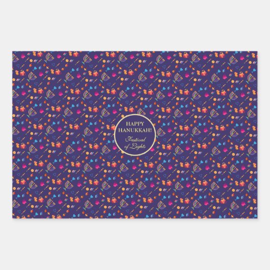 Hanukkah Festival of Lights Party Geschenkpapier Set (Vorderseite)