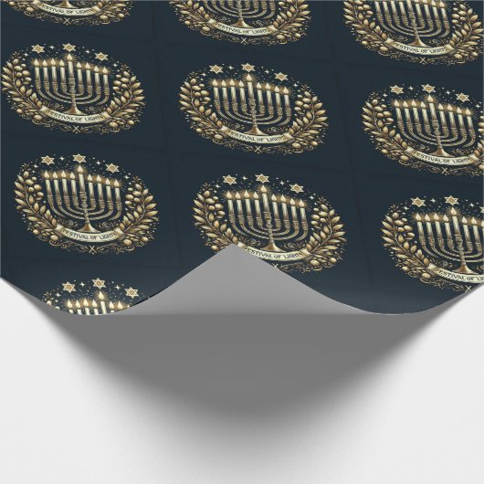 Hanukkah Festival of Lights Wrapping Paper Geschenkpapier (Ecke)