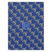 Hanukkah Festival Party Gold Menorah blue pattern Tischdecke (Vorderseite)
