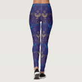 Hanukkah Festival Party Trendy Blue Doodle Muster Leggings (Rückseite)