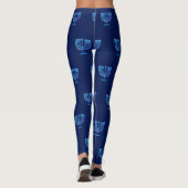 Hanukkah Festival Party Trendy Blue Doodle Muster Leggings (Rückseite)