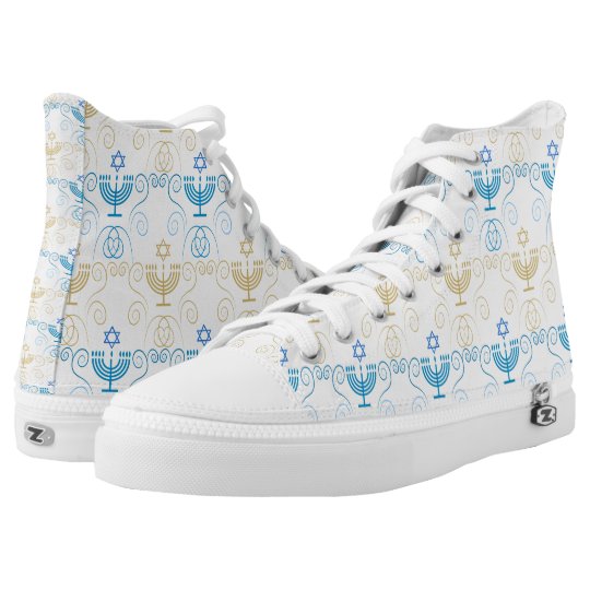 Hanukkah Festival Party Trendy Gold Doodle Muster Hoch Geschnittene Sneaker Zazzle De