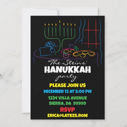Hanukkah Festtafel des Lichts Einladung (Vorderseite)