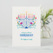 Hanukkah Flat Holiday Card gesegnet Feiertagskarte (Stehend Vorderseite)
