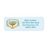 HANUKKAH Floral Wreath Menorah Rücksendeadresse (Vorne)