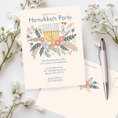 Hanukkah Florals Hand zeichnend CUSTOM-Party Einla Postkarte