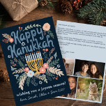 Hanukkah FLorals Handgezeichnet Art CUSTOM 4 FOTO Feiertagskarte<br><div class="desc">Schöner Blumenstrauß zeichnend, um jemandem einen schönen Urlaub zu wünschen! Fügen Sie Ihre eigenen Fotos und Texte hinzu! Klicken Sie auf "Personalisieren", um Ihre eigenen Fotos hinzuzufügen und den Text auf der Vorder- und Rückseite zu ändern. Sie können auch Farben und Schriftart ändern, alles ist anpassbar! Auch in meinem Shop...</div>