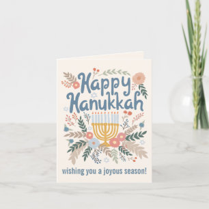 Hanukkah FLorals Handgezeichnet Art CUSTOM 4 FOTO Feiertagskarte