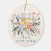 Hanukkah FLorals Handgezeichnet Art CUSTOM FOTO Keramik Ornament (Links)