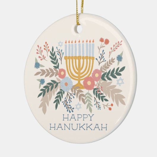 Hanukkah FLorals Handgezeichnet Art CUSTOM FOTO Keramik Ornament (Links)
