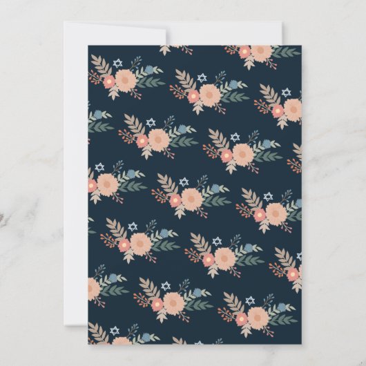 Hanukkah FLorals Handgezeichnet Art CUSTOM Party Einladung (Rückseite)